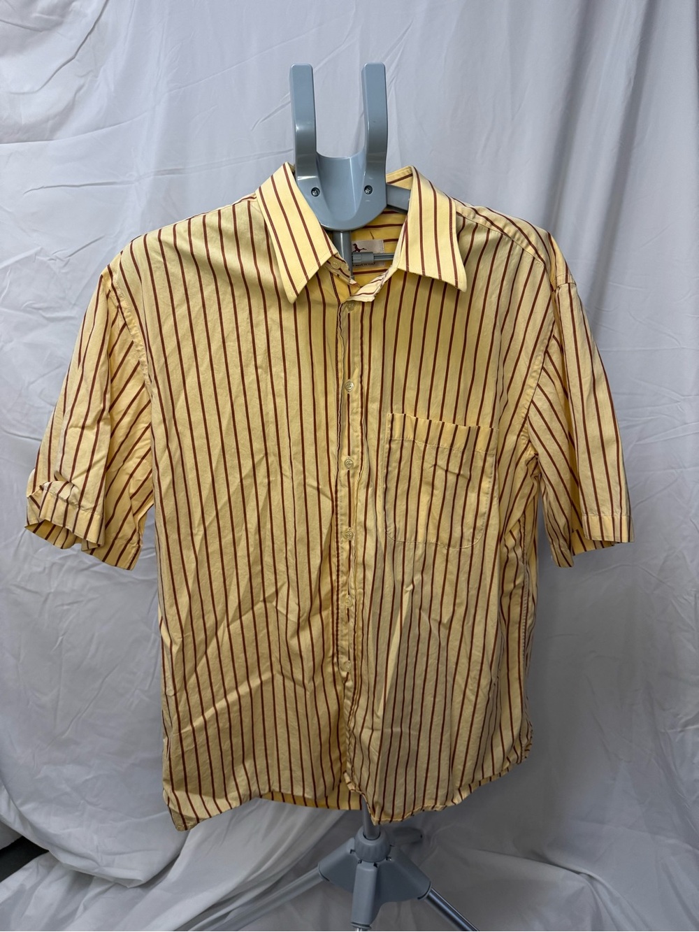 Hand Made Italian Yellow Striped Short-Sleeve Men’s Shirt